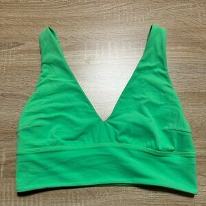Lululemon Athletica Vibrant Green V-Neck Crop Top